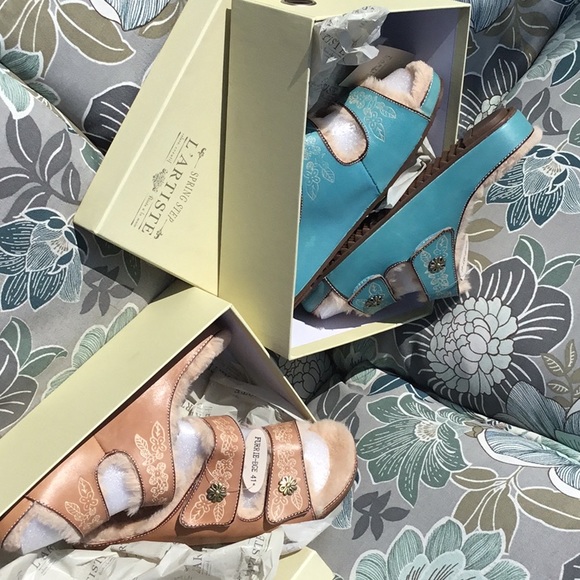 NIB Faux shearling leather adjustable strap Indoor Outdoor Traction Soles 41 9 - Picture 4 of 8